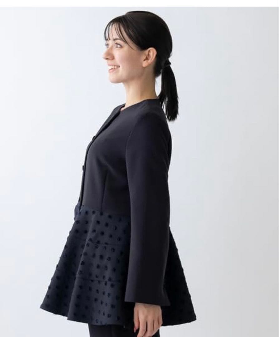 ソーノ sono Navy -Dot Jacquard-チュニックジャケット