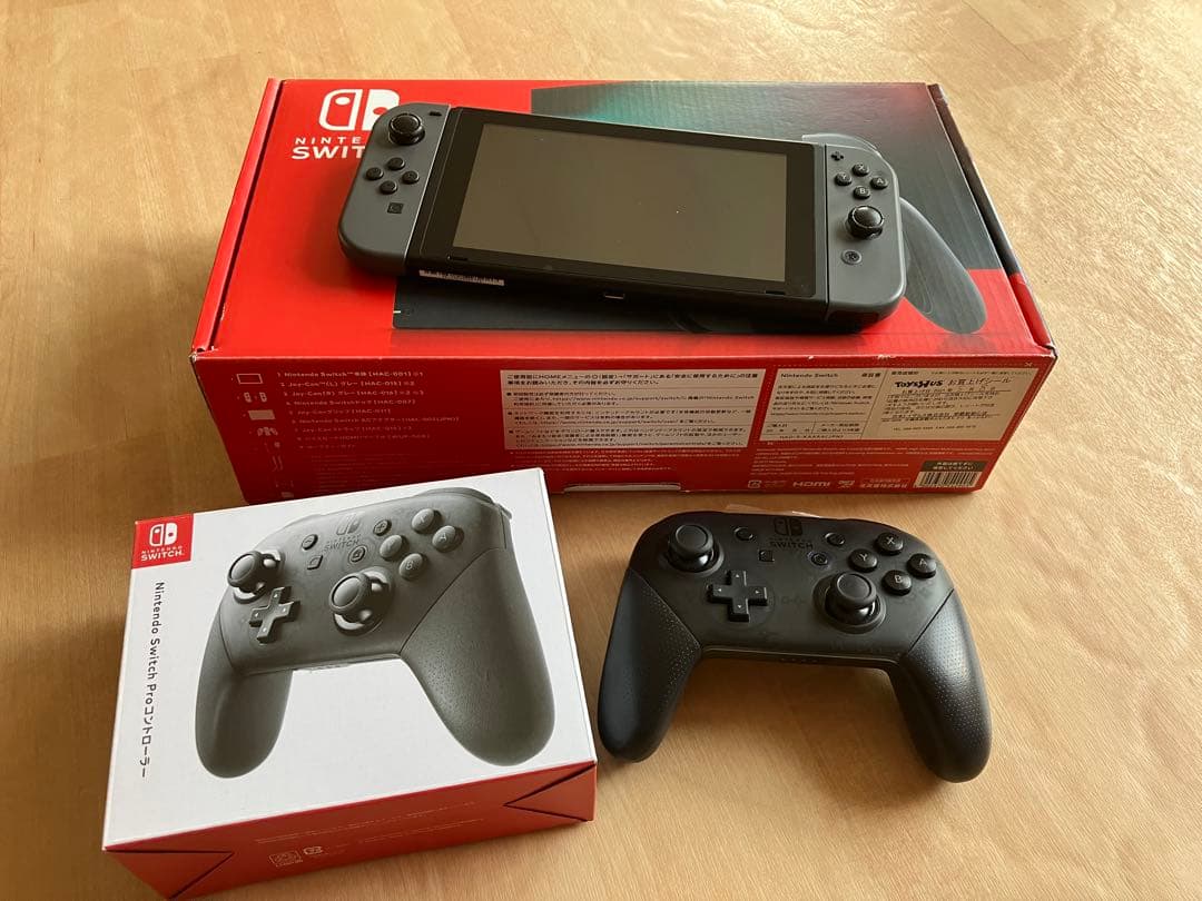 液晶縦線】Nintendo Switch グレー プロコントローラー付き