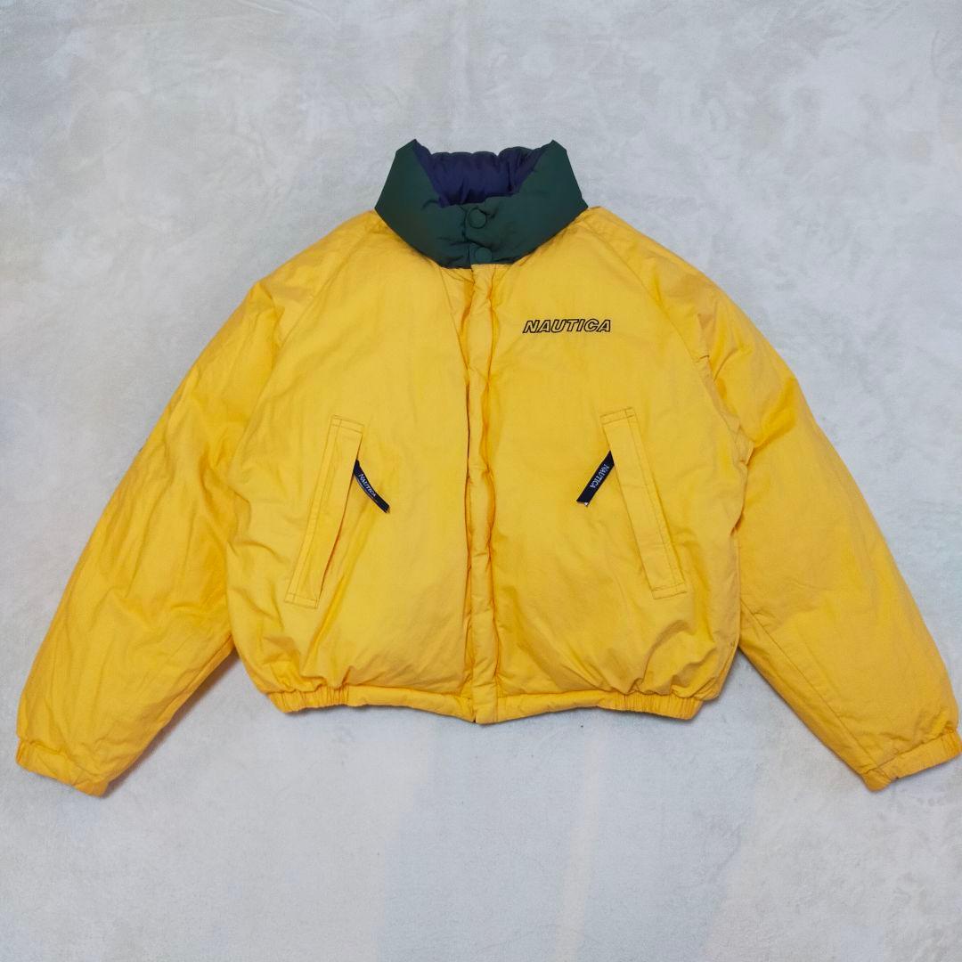90S NAUTICA 肉厚 短丈 Lサイズ リバーシブル ダウンジャケット