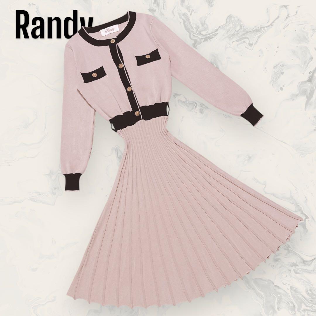 未使用】 Randy バイカラー プリーツ ニット ワンピース - メルカリ