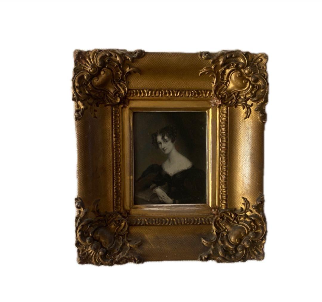 英国アンティーク　19世紀　貴婦人の肖像　額装 アンティーク 大型 英国 油絵 肖像画 19世紀 貴族 紳士 サイン入り