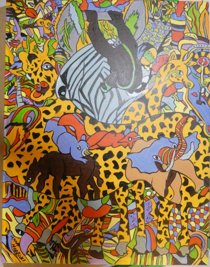 絵画 油彩ジミー大西「ピンチ」サイン F6サイズ 額装済み 肉筆手描き