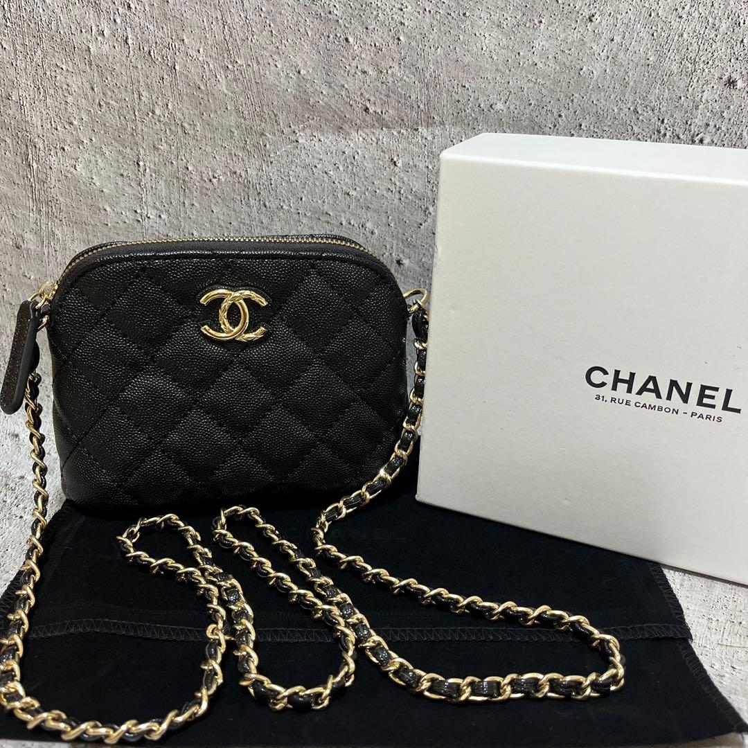 シャネル キャビアスキンショルダーバッグ ゴールドチェーン CHANEL シャネル ショルダーバッグ マトラッセ ココマーク チェーン