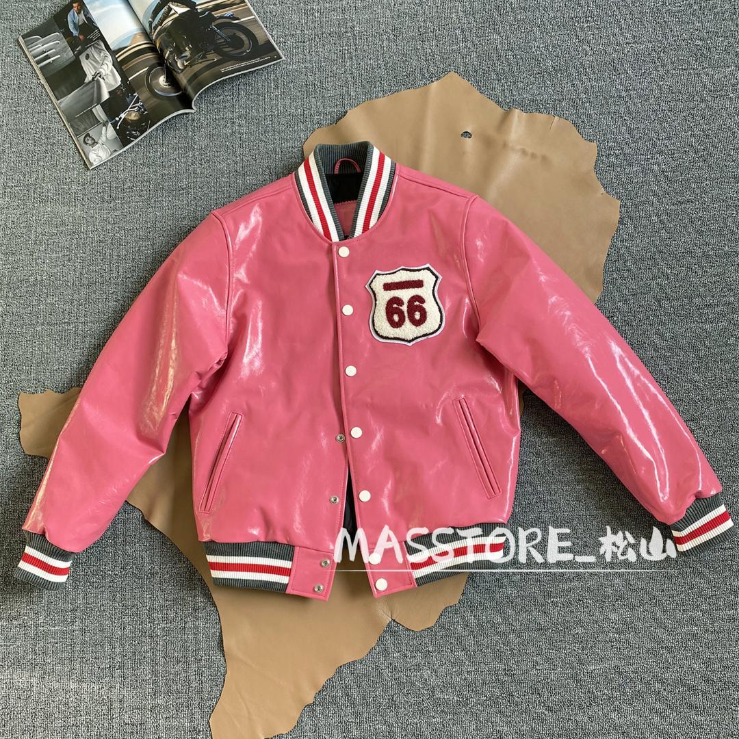 男女兼用 スタジャン 牛革 本革 レザージャケット刺繍 中綿ストリートM