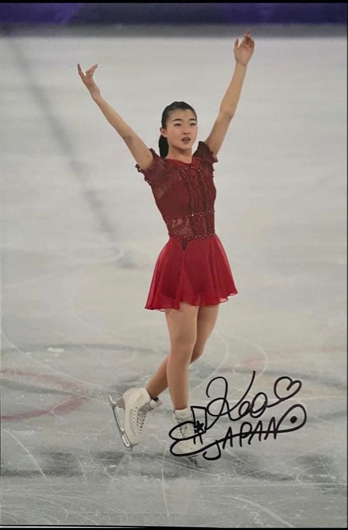 坂本花織 直筆サイン付き写真 世界女王 女子フィギュアスケート 証明