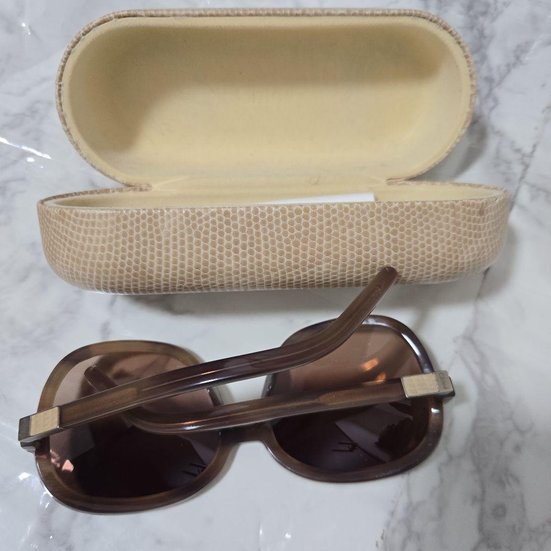 Chloe クロエ ブラウンラウンド型サングラス ケース付き