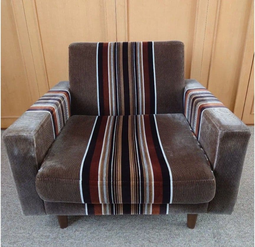 レトロ調 ストライプ柄 1人掛けソファ - メルカリ