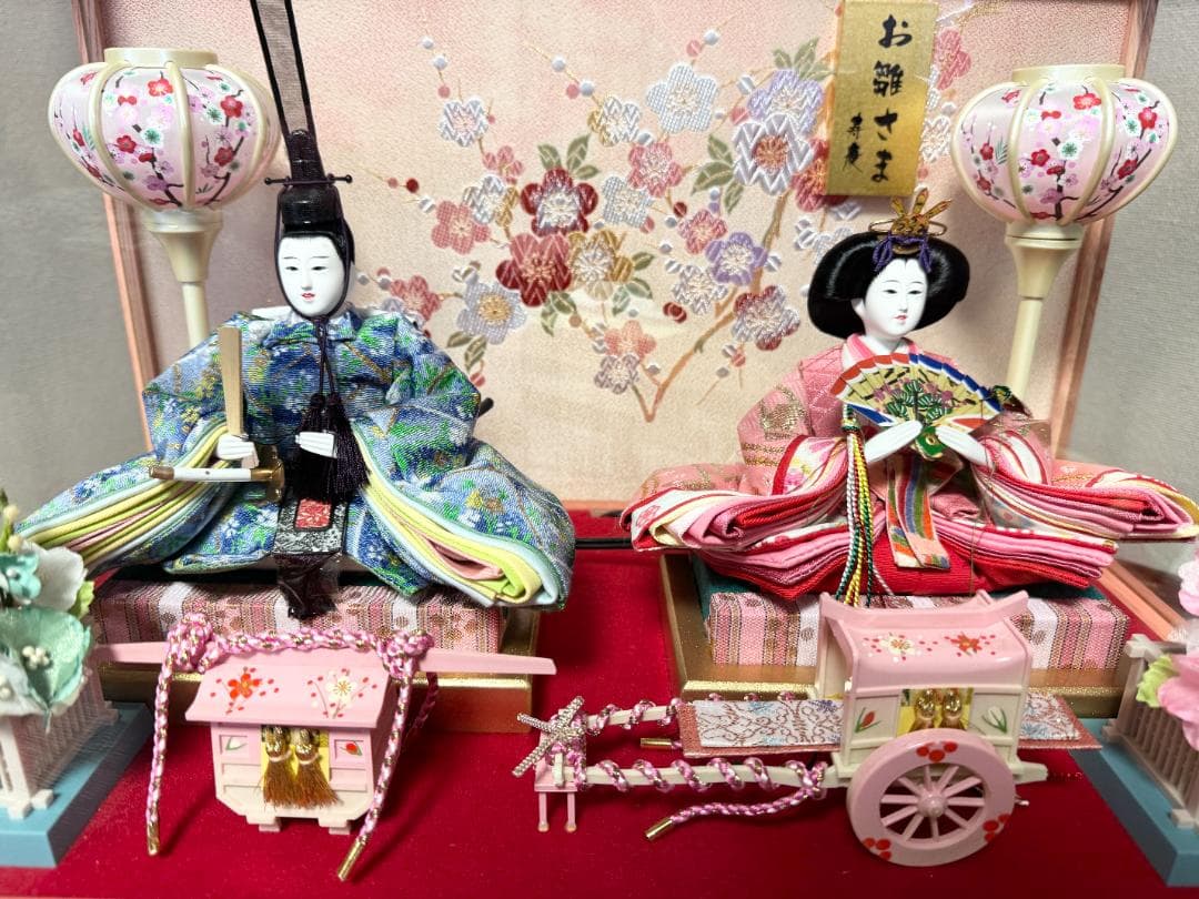 雛人形 ケース飾り 寿慶 ピンク塗 パノラマアクリルケース おしゃれ