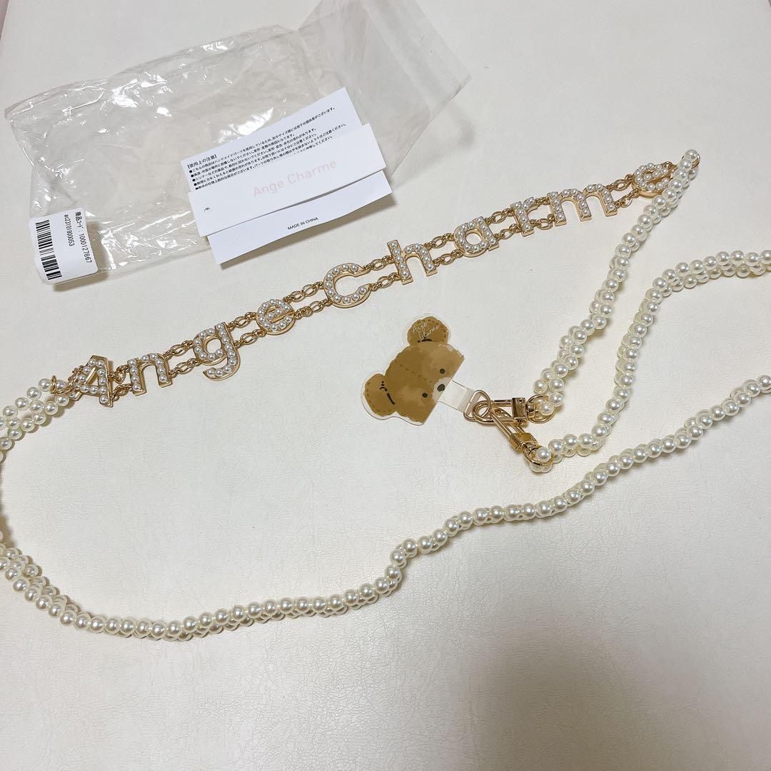 m*m様 辻希美 アンジュシャルム スマホショルダー くま ロゴ パール