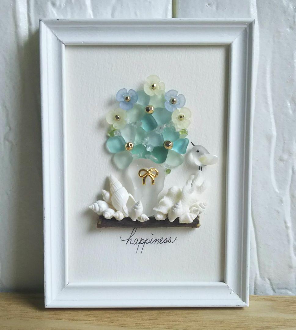 最終価格】夏のフラワーアレンジ＊シーグラスアート☆天然石☆ - メルカリ