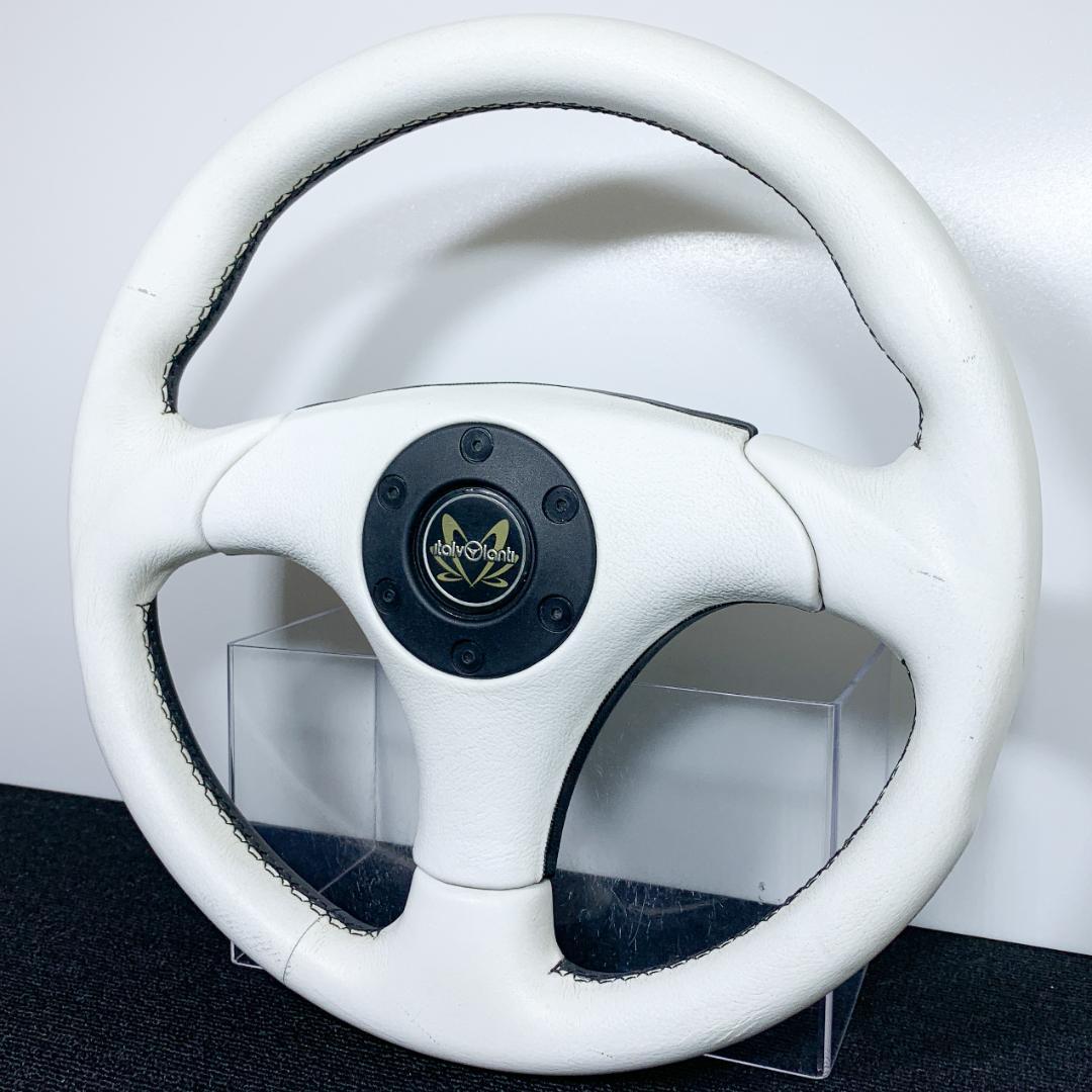 激レア イタルボランテ ホワイト×ブラック レザーステアリング 33φ