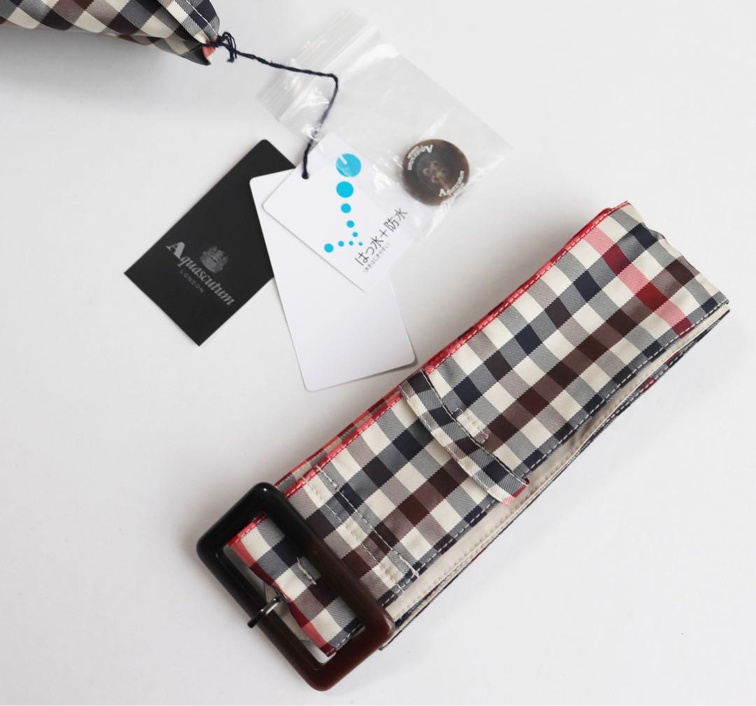 《アクアスキュータム》新品 クラブチェック ダブルレインコート M～L