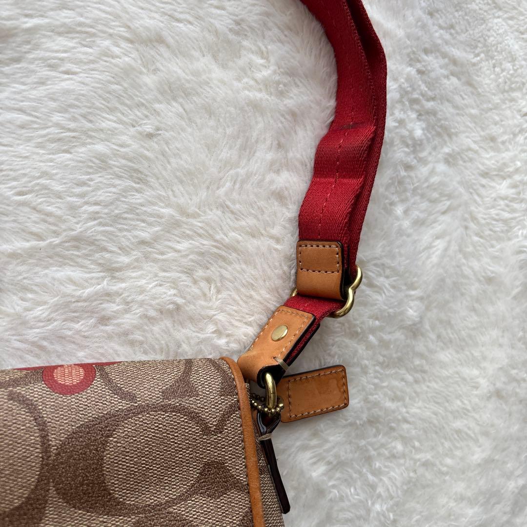 美品】コーチ COACH 花柄ショルダーバッグ 2WAY 赤 シグネチャー