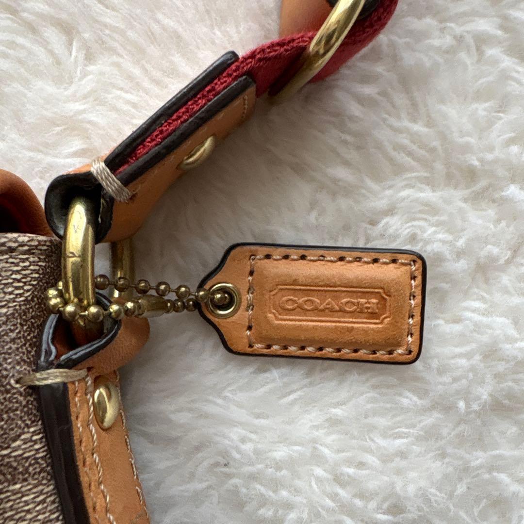 美品】コーチ COACH 花柄ショルダーバッグ 2WAY 赤 シグネチャー