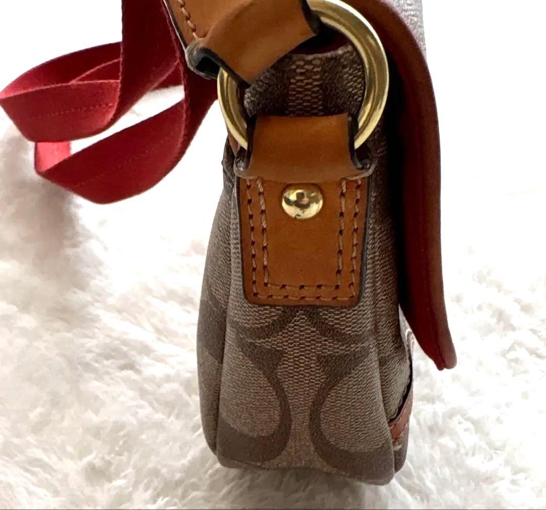 美品】コーチ COACH 花柄ショルダーバッグ 2WAY 赤 シグネチャー