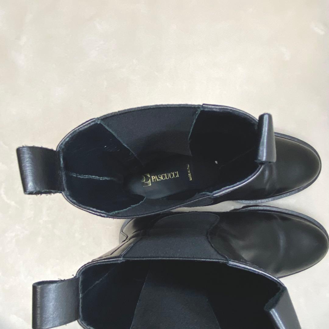 パスクッチ イエナ別注 サイドゴアブーツ 37 厚底 本革 軽量 黒