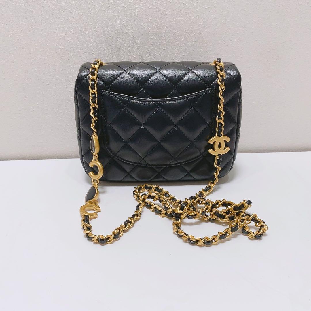 CHANEL ブラック レザー ショルダーバッグad - メルカリ