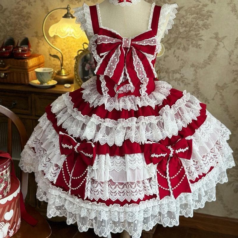 韓嬢❤十字心結】ゴスロリ・ロリータドレスフリル付き ロリィタドレス