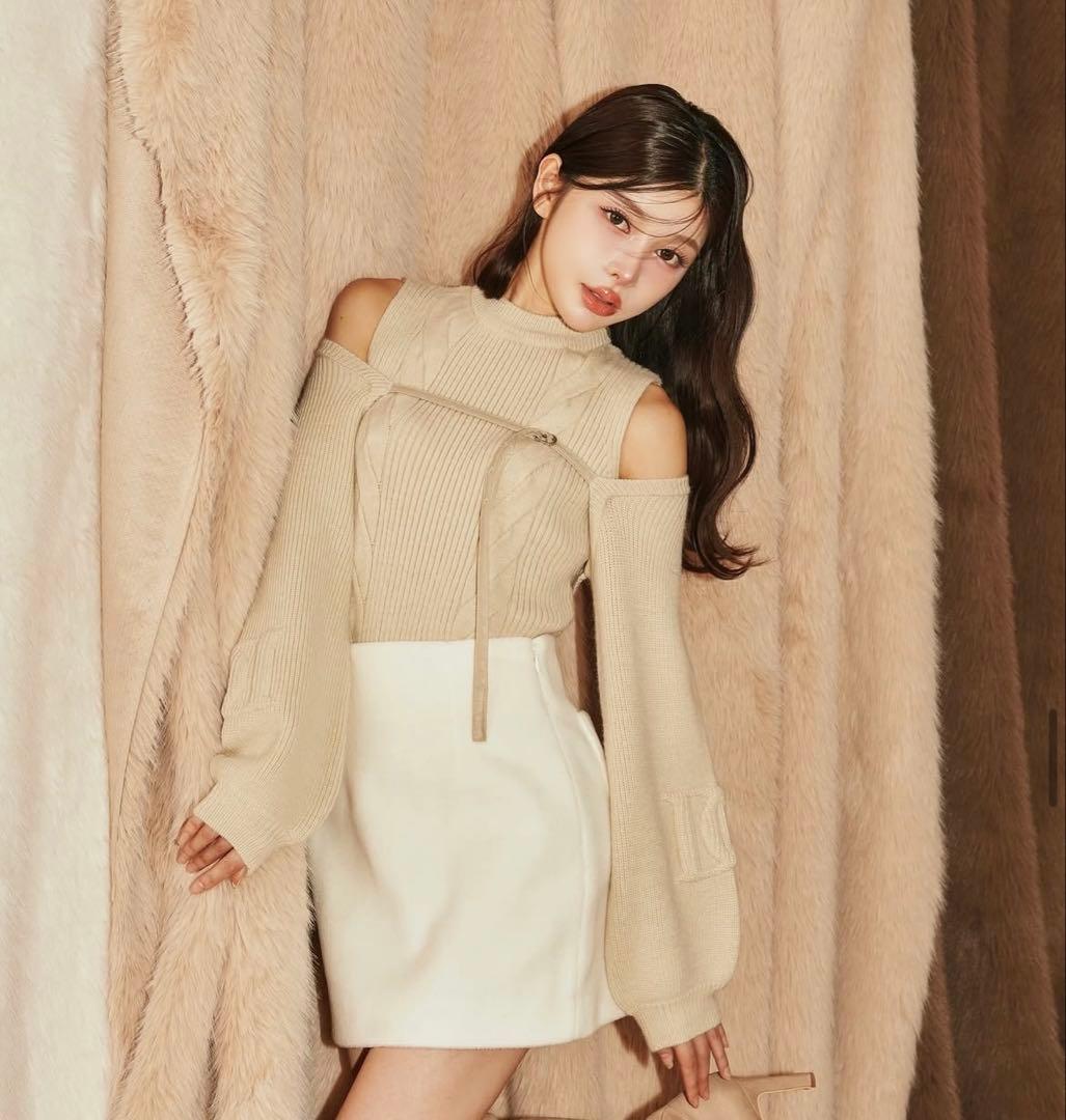 ダーリッチ DDケーブルニットアンサンブル ベージュ - メルカリ