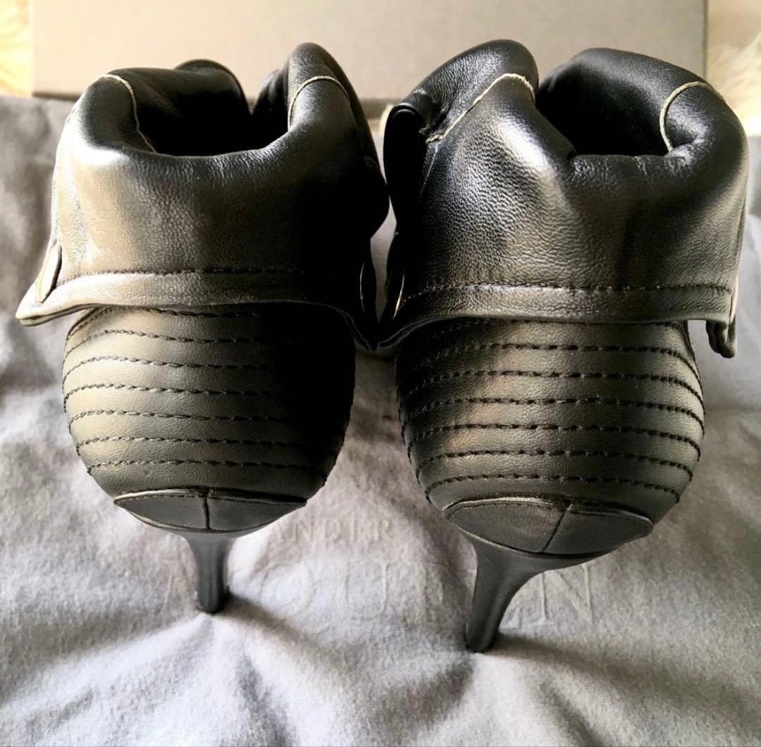 Alexander McQueen□本革ブーツ ライダースジップブーティー□黒 - 靴