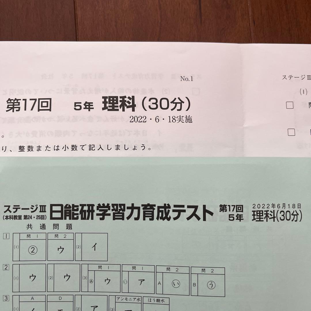 日能研学力育成テスト 5年 第16回 第17回 第18回 5月 6月 - メルカリ