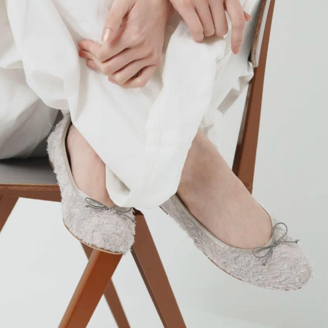 LOTTADESIGN 23.5cm ラウンドバレエ グレー ジャガード ロッタ