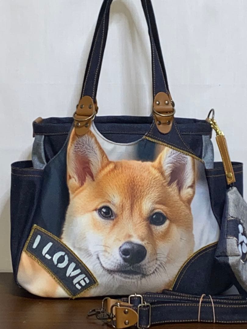 ☆ハンドメイド☆岡山デニム☆柴犬☆4wayあおりバッグ M109693310