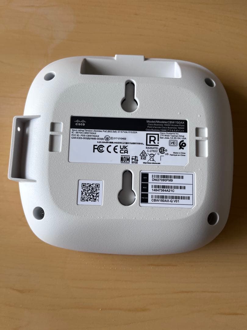 Cisco Wi-Fi6 2x2 アクセスポイント (CBW150AX-Q-JP