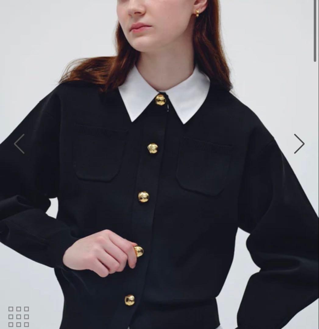 アダムエロペ カラー付きカーディガン 黒 - メルカリ