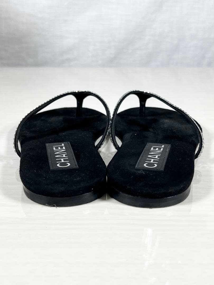 CHANEL サンダル ココマーク ラインストーン 37 23.5cm 箱袋付