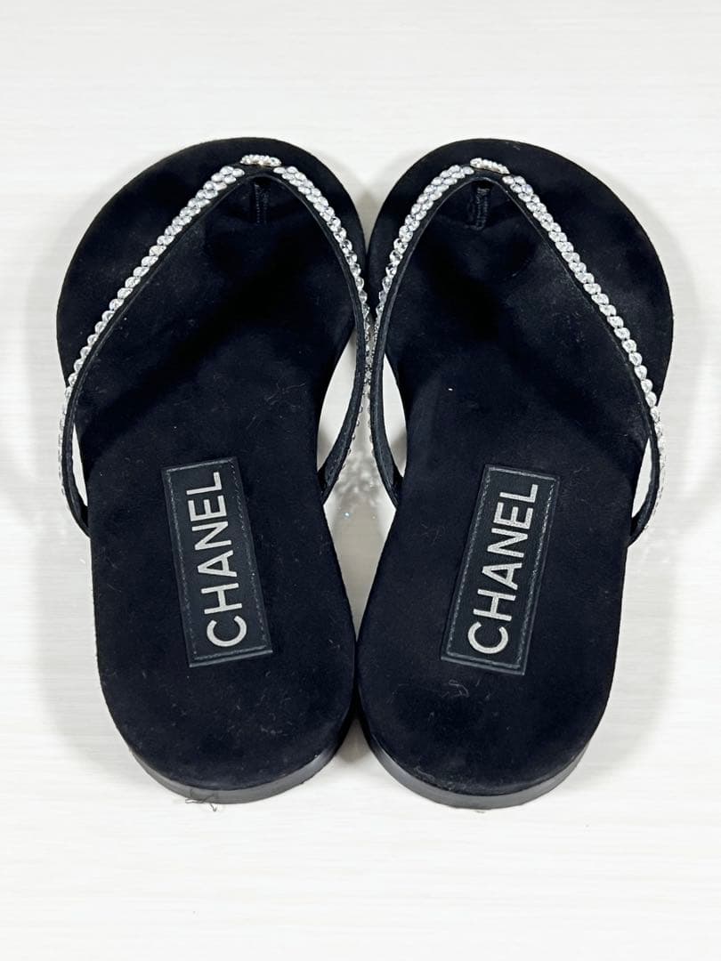 CHANEL サンダル ココマーク ラインストーン 37 23.5cm 箱袋付