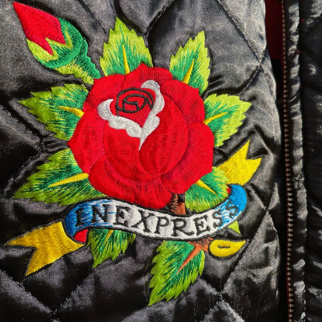 スカジャン90年代美品Express 刺繍キルティングJリバーシブルLサイズ