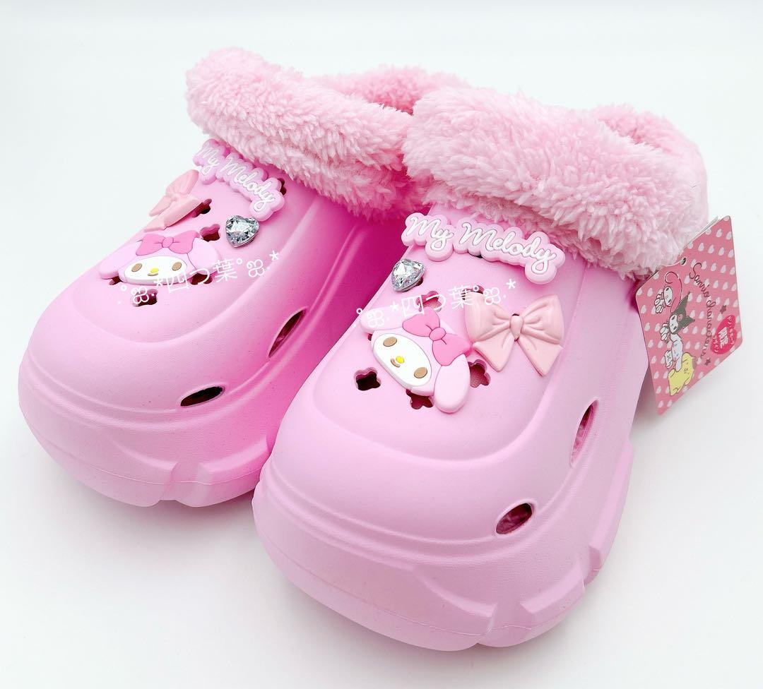 匿名配送】マイメロ ファー付きサンダル クロックス風 Lサイズ ドンキ