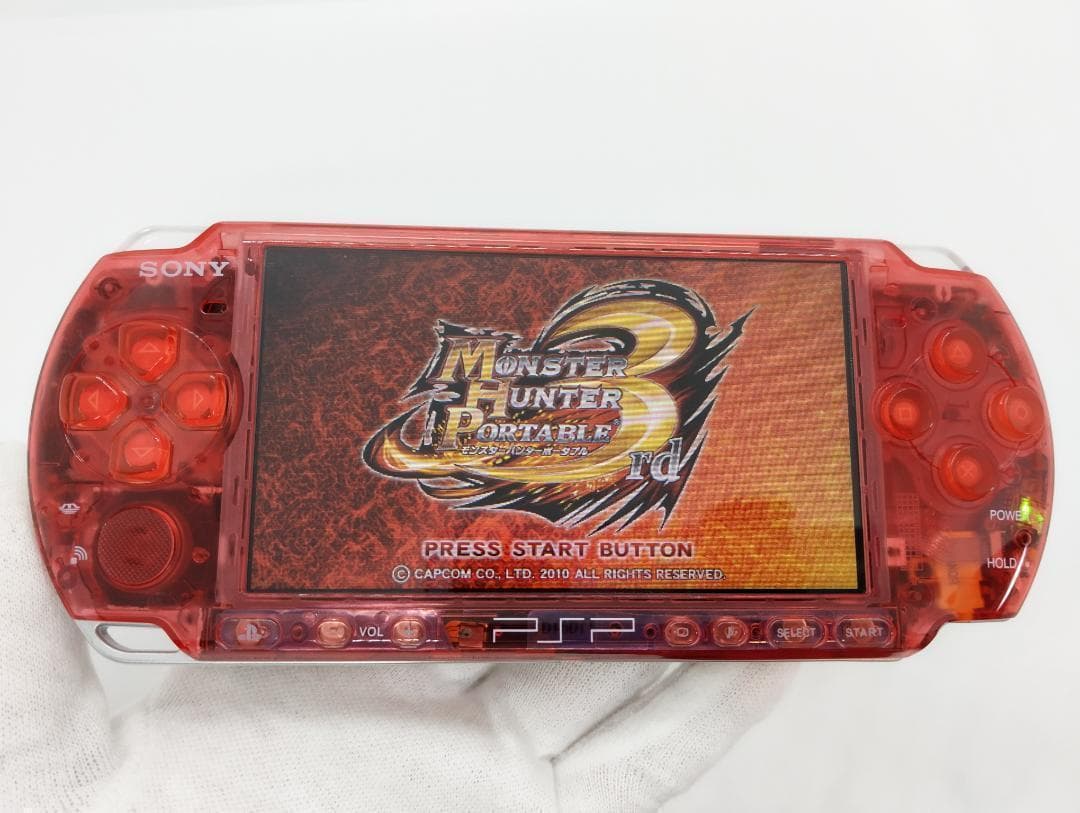 PSP 3000 すぐ遊べるセット【美品・カスタム】スケルトン レッド 赤