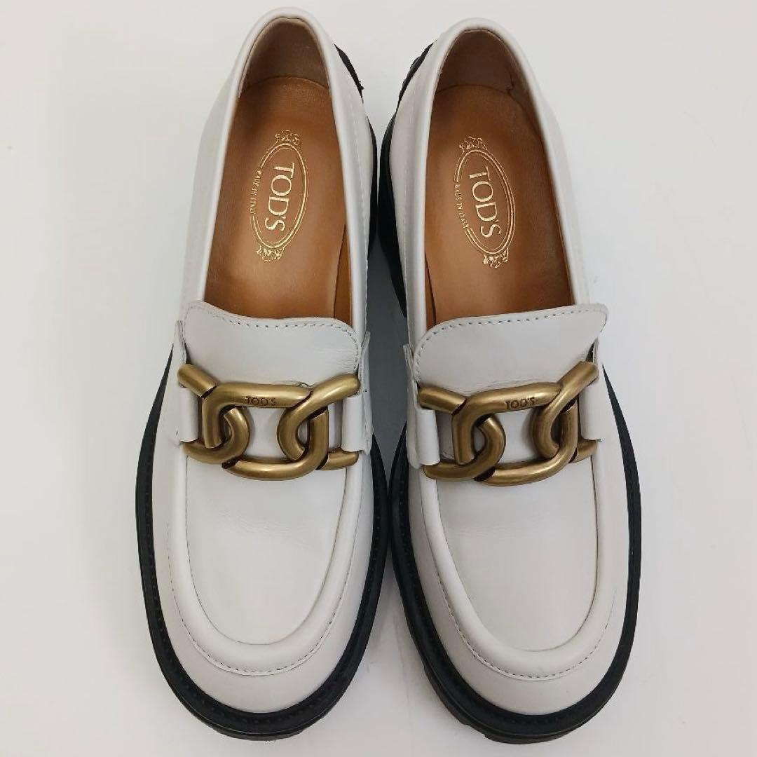 ✨新品未使用✨トッズ ケイト ヒールローファー メタルチェーン 34 1/2