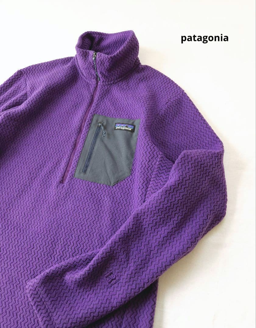patagonia パタゴニア R1 エア ハーフジップ 良品 パープル系 - メルカリ