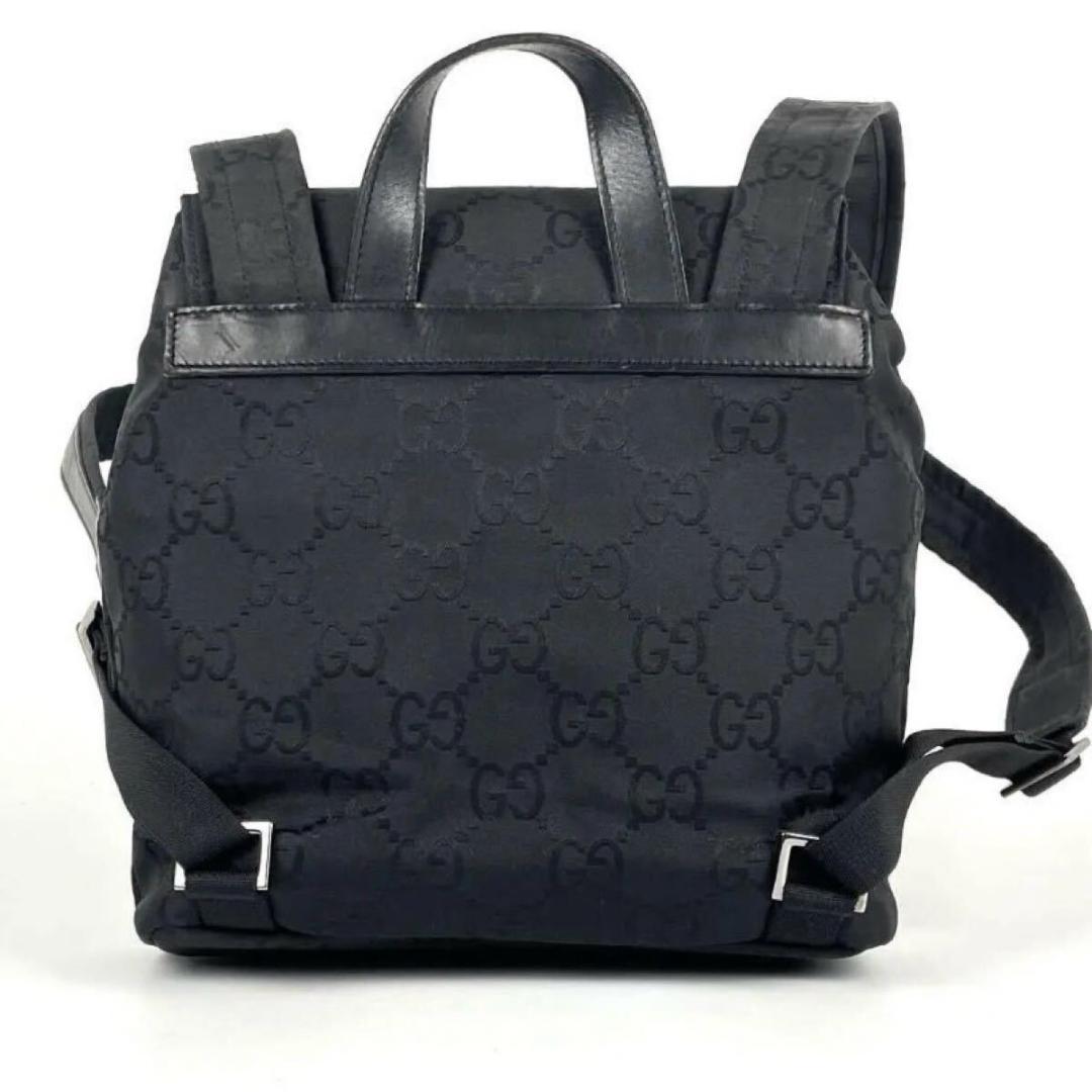 希少 極美品◇ GUCCI ◇リュック 巾着型 GGキャンバス ナイロン レザー
