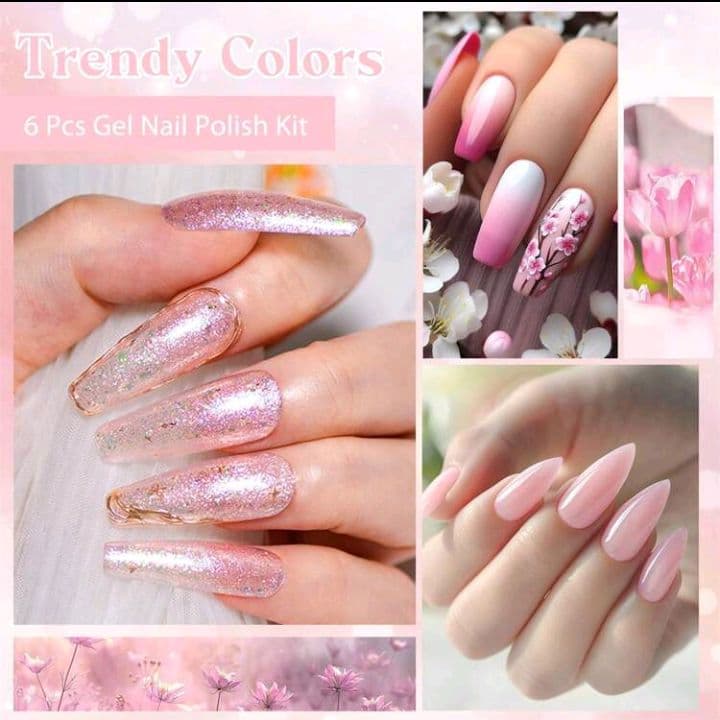 6色セット ピンク系ミルキー温度変色カラージェル ホログラムジェル