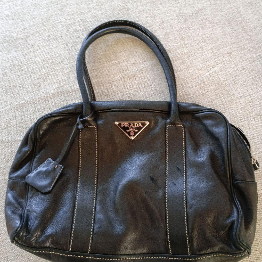 PRADA ブラックレザー バッグ PRADA SOFT GRAIN Shoulder Bag 1BC2122CYSF0002 leather Black NEW