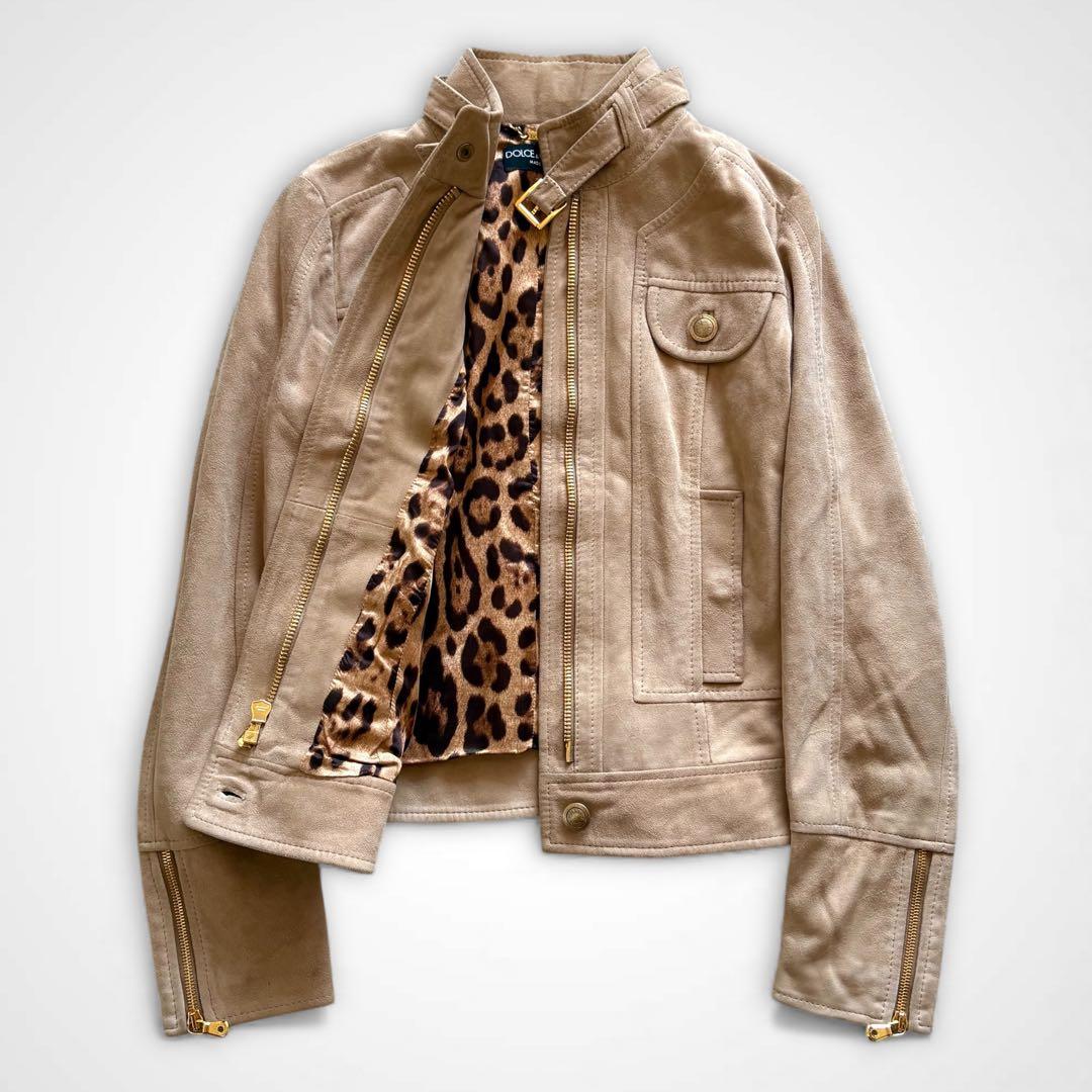 ドルチェアンドガッバーナ スウェード 裏地 レオパード レザー ライダース DOLCE&GABBANA（ドルチェ & ガッバーナ） ドルガバ ライダース