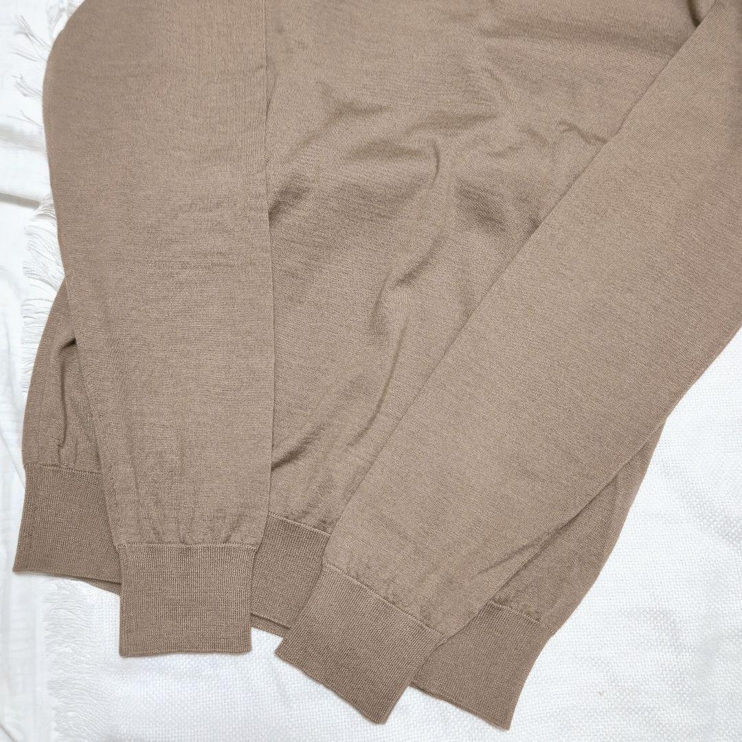 ゼニアZEGNAカシミアシルクCASHSETAハイゲージクルーネックニット46茶