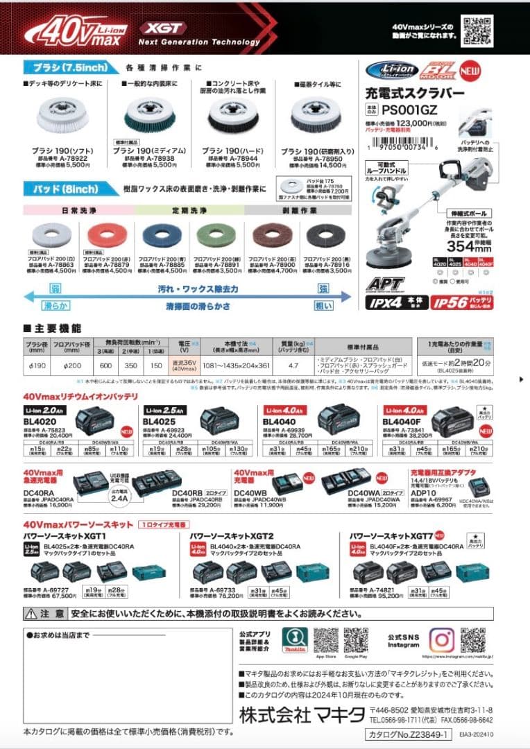 ⭐日本非売品⭐大人気マキタ【充電式スクラバーPS001G】フルセット