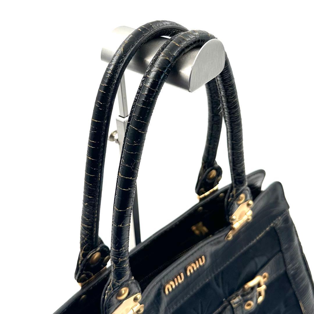 《美品》miu miu アーカイブ アンティーク加工 ゴールド金具 ハンドバッグ