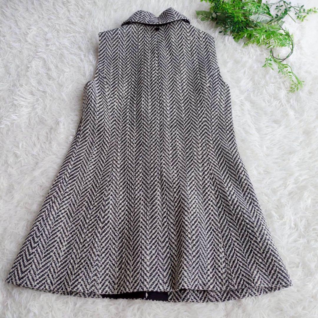 M´S GRACY 3way コート ケープ ベスト ジレ ヘリンボーン リボン