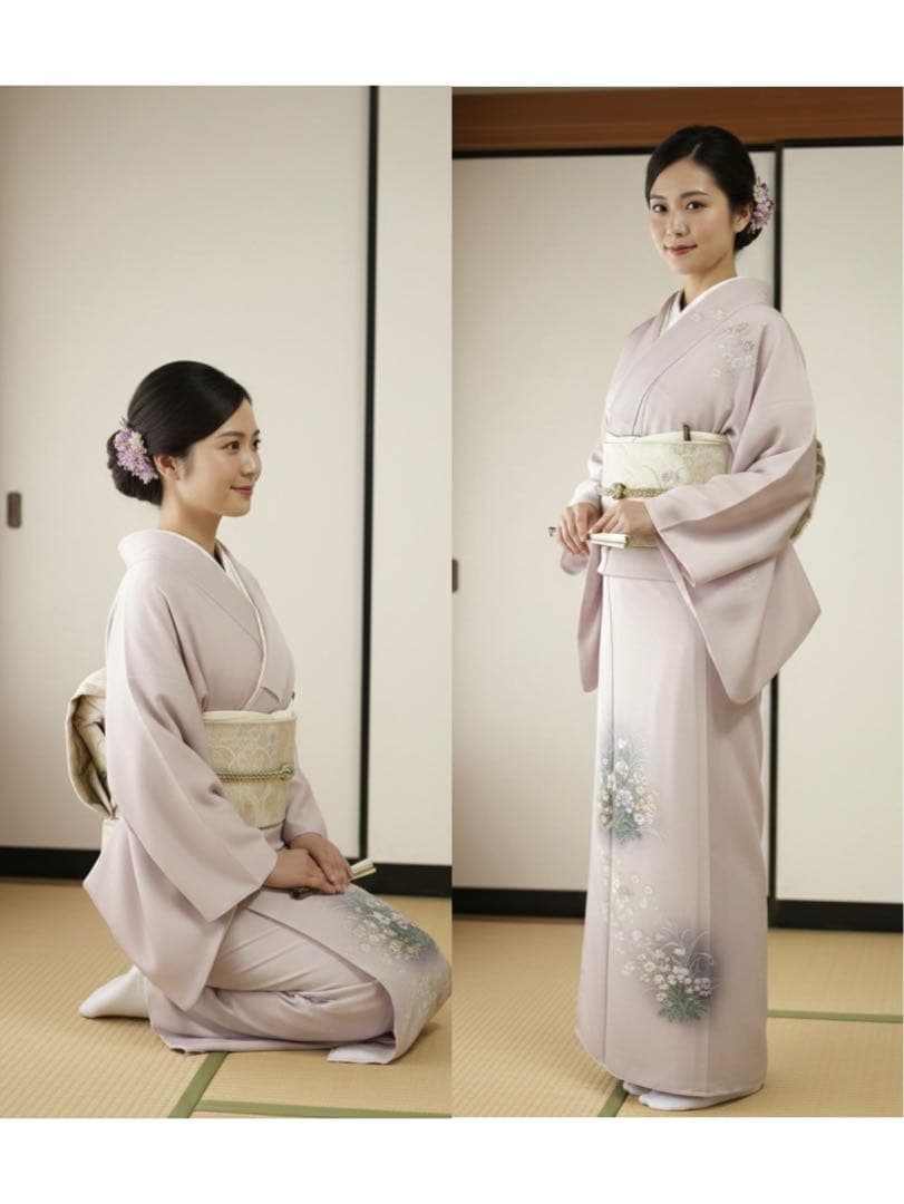 夏物 訪問着 絽 手描き 草花文 暈し染め 正絹 居敷あて付き - メルカリ