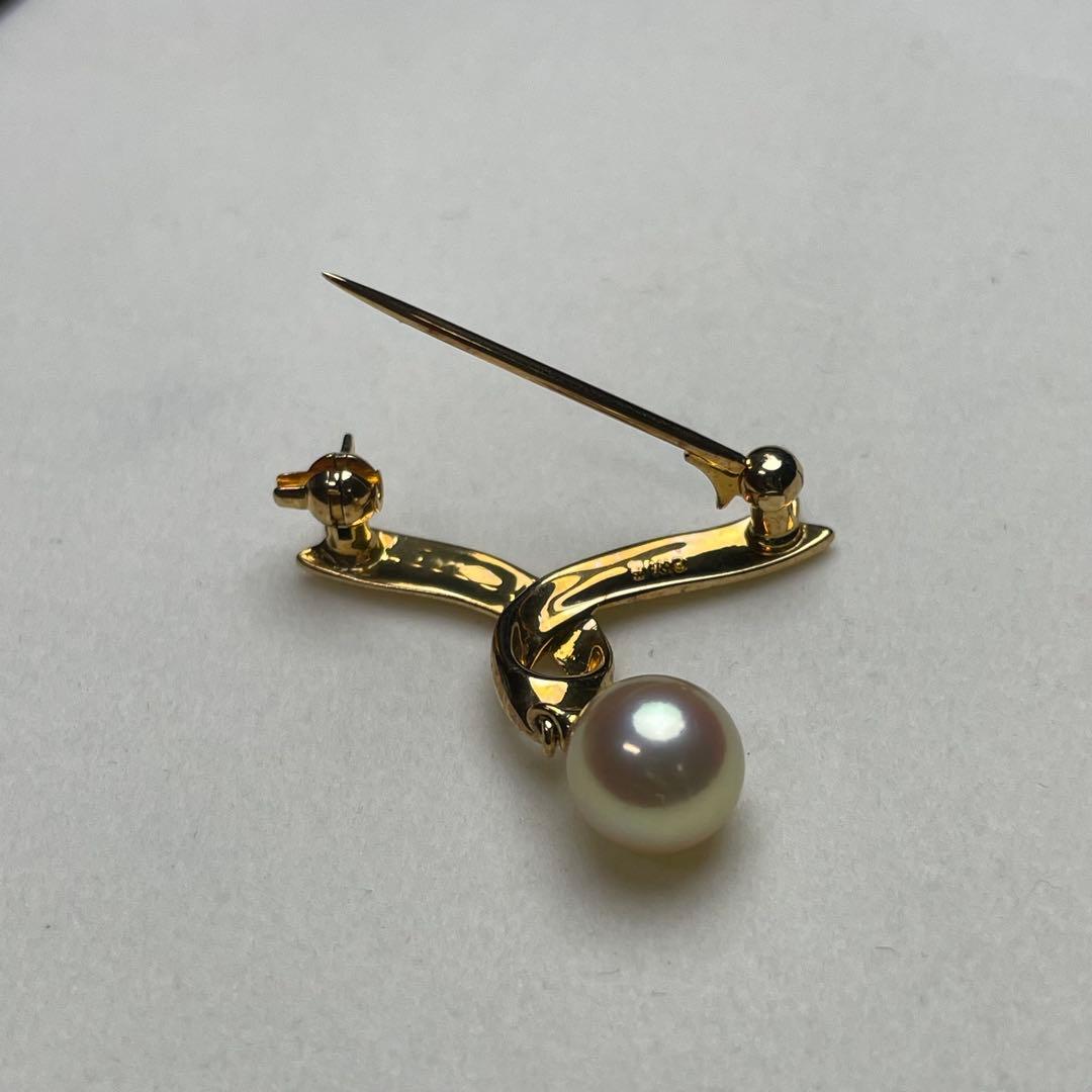 ミキモト アコヤ真珠 ブローチ 7.2mm K18