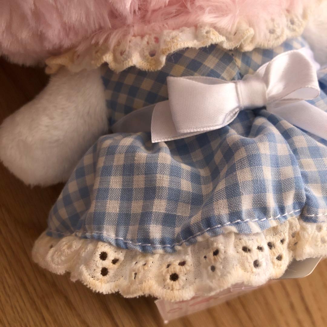 マイメロディ ぬいぐるみ おめかしシリーズ 水色ギンガムチェック タグ付き