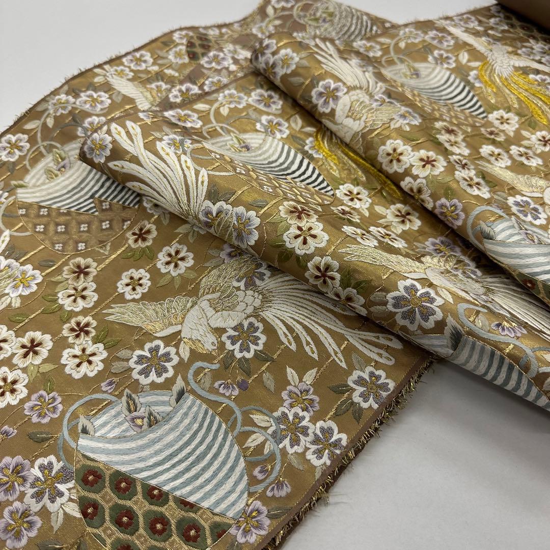 新品 正絹 袋帯 豪華 刺繍 蘇州 汕頭 相良 手織 引箔 未仕立品 4706