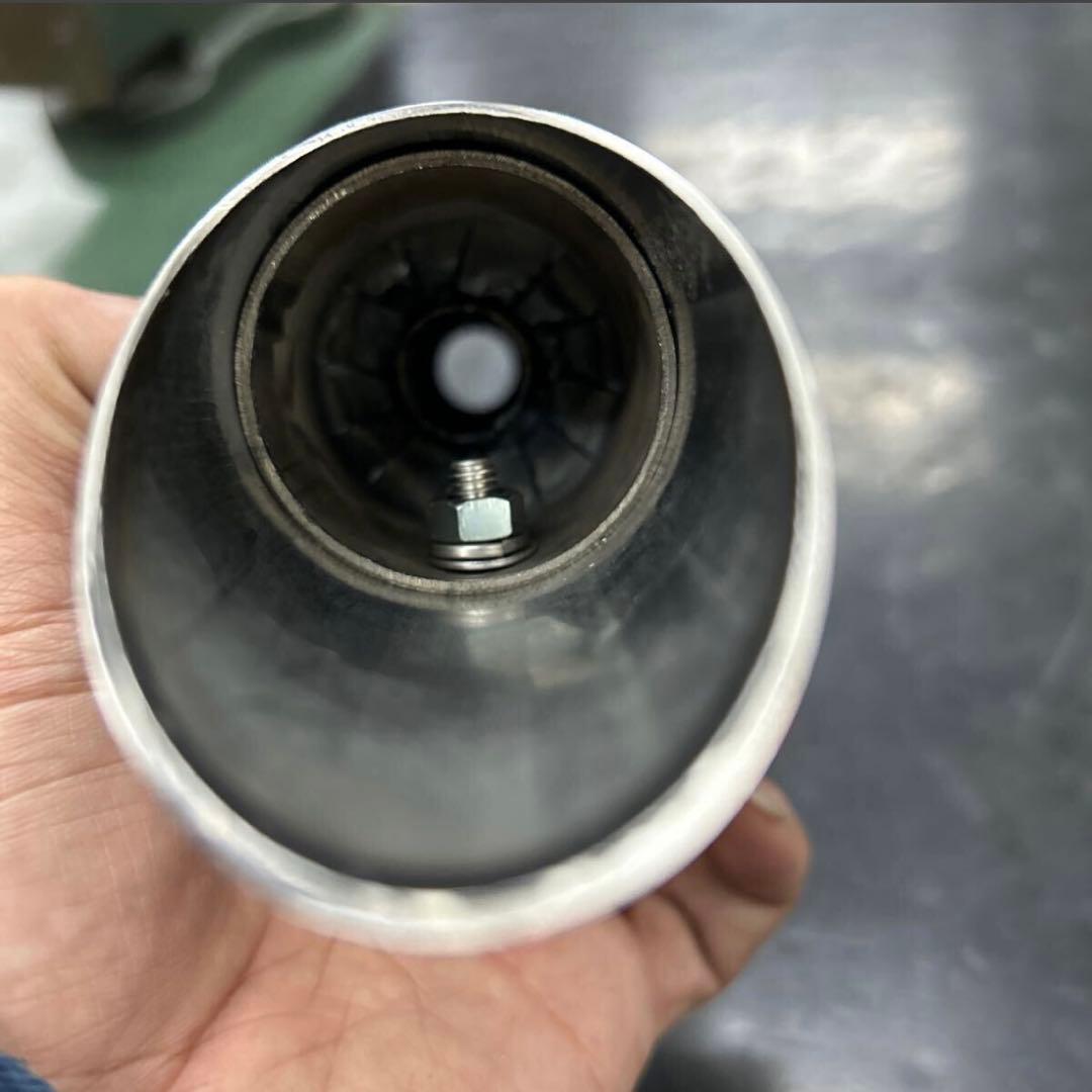 SR400 ワンオフ ステンレス鏡面ベリーショートスラッシュカットマフ