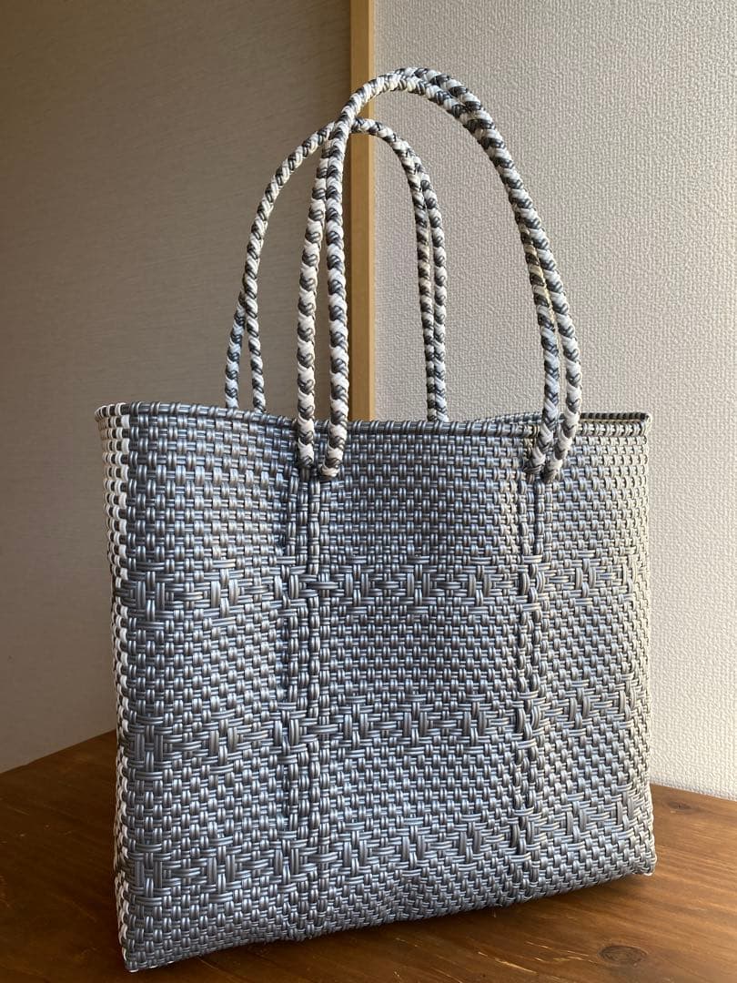 #G36-L1-Mサイズ　メキシコ　オアハカ　メルカドバッグ オアハカ メルカドバッグ | 丸紐 ブルー&レッド - メキシコ雑貨と